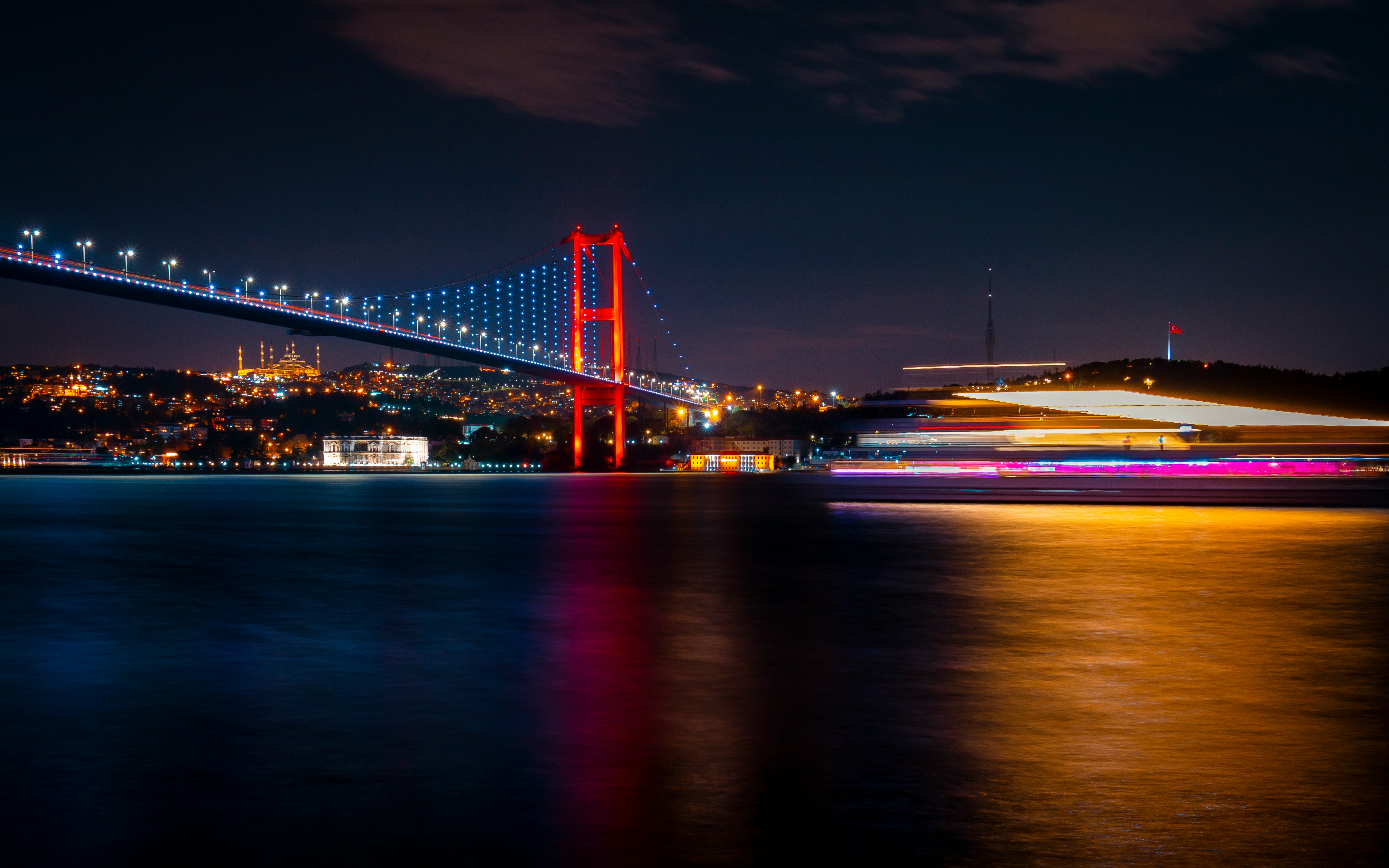 Bosphorus Bridge long exposure night shot — Istanbul film production